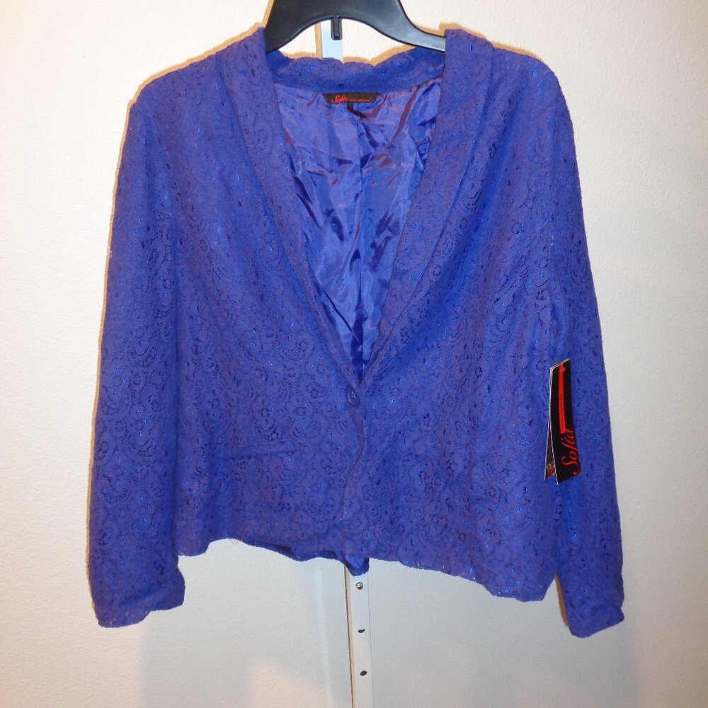 Sofia Vergara Women's Purple Lace Jacket Size XL NWT Vintage